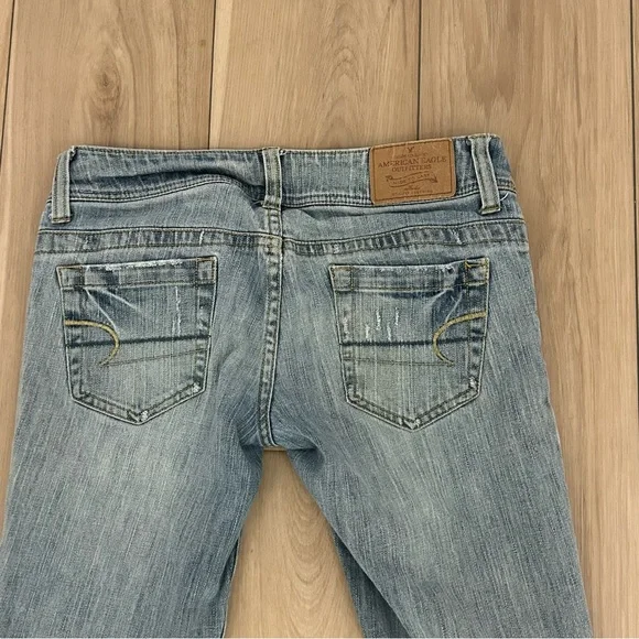 Y2K American Eagle AE Artist Low Rise Flare Stretch Jeans Size 4 Long - Picture 4 of 10